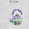 Aluminum Painted Tea Kettle floral print