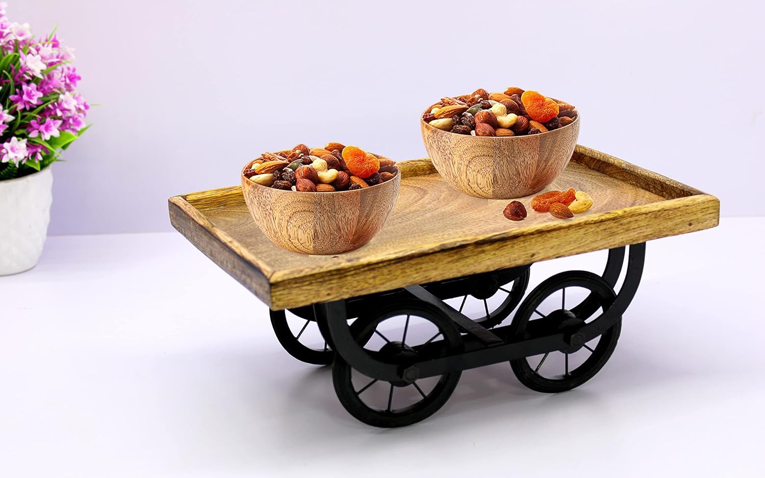 Wooden Natural Serving Tray Thela Trolley