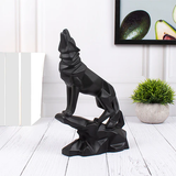 Striking Black Wolf Polyresin Sculpture Showpiece